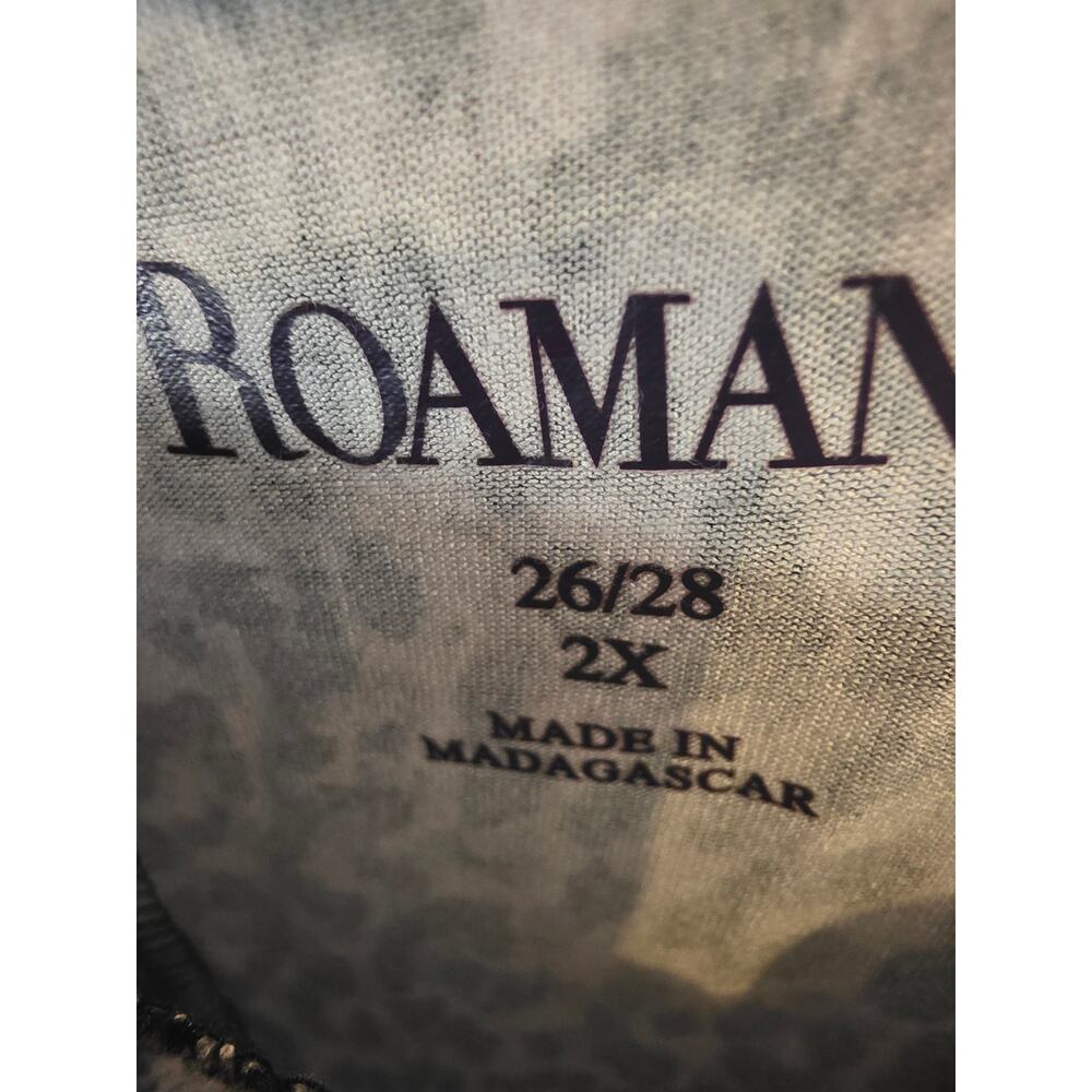 Roaman's Long Sleeve Top 2x 26/28 Womens Plus Size Flowy Gray Stretchy Casual - Picture 3 of 5
